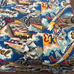 Evel Knievel Blue Vintage Stunt-Print twin bedspread
